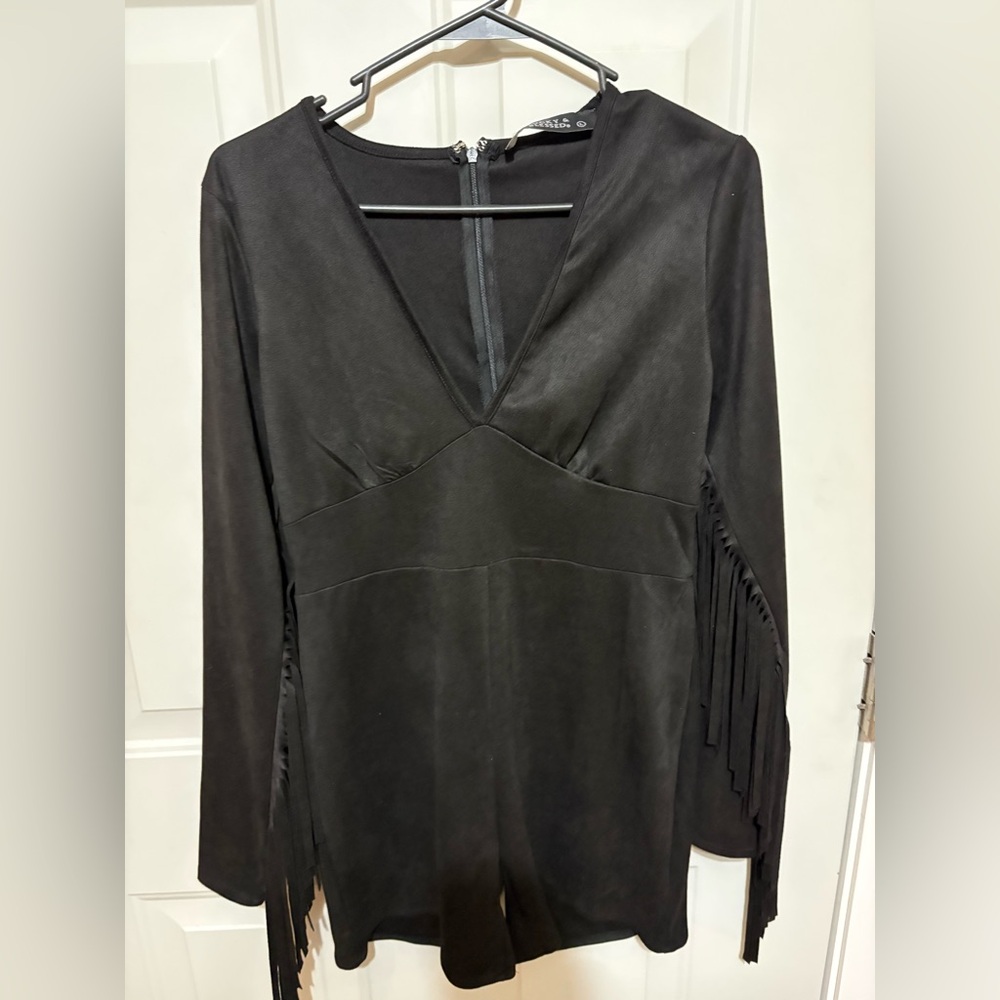 Lucky & Blessed Black Zippered Bodysuit